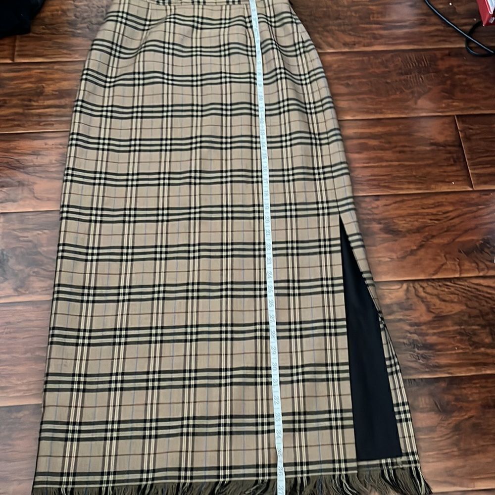 Vintage Rafaella Wool Plaid Fringe Skirt Boho Feminine Casual Slit Academia - Picture 3 of 9